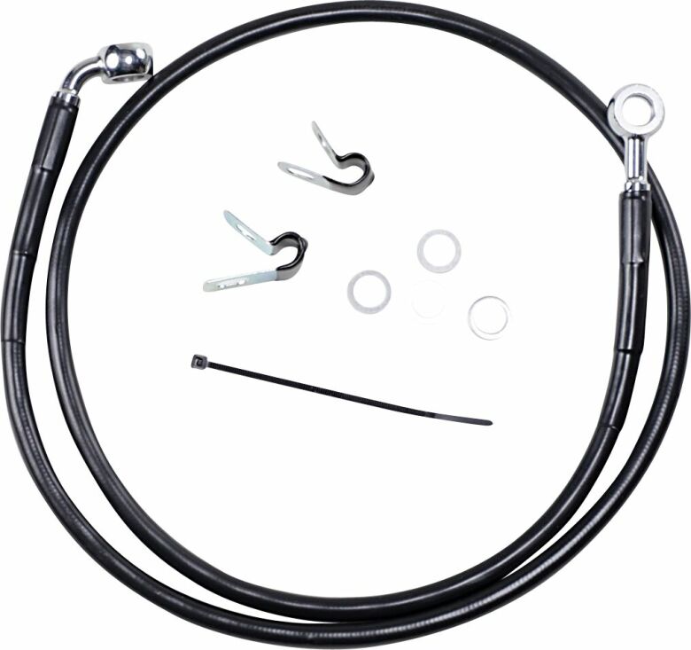 Front Brake Line Black Vinyl Coated Stainless Steel Extended 4"