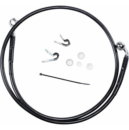 Front Brake Line Black Vinyl Coated Stainless Steel Extended 6&quot;