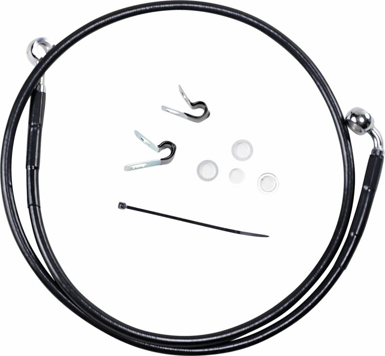 Front Brake Line Black Vinyl Coated Stainless Steel Extended 6"