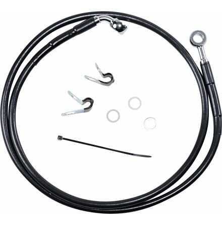 Front Brake Line Black Vinyl Coated Stainless Steel Extended 8&quot;