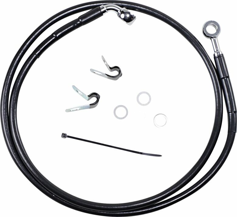 Front Brake Line Black Vinyl Coated Stainless Steel Extended 8"