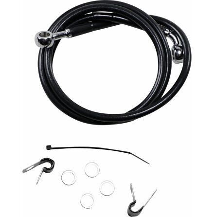 Front Brake Line Black Vinyl Coated Stainless Steel Extended 10&quot;