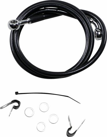 Front Brake Line Black Vinyl Coated Stainless Steel Extended 10"