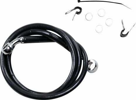 Front Brake Line Black Vinyl Coated Stainless Steel Extended 2"