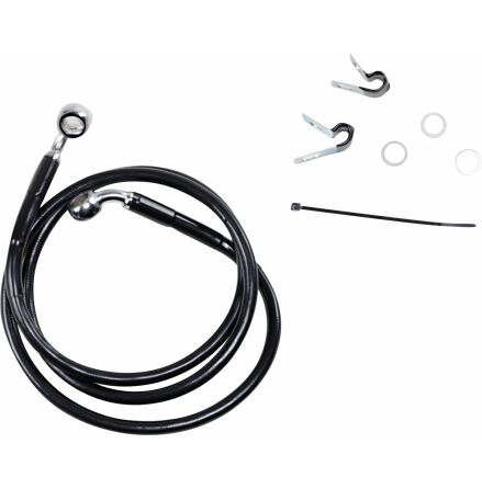 Front Brake Line Black Vinyl Coated Stainless Steel Extended 4&quot;