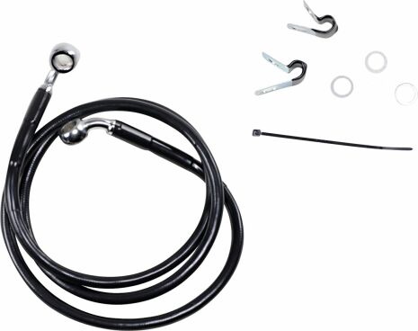 Front Brake Line Black Vinyl Coated Stainless Steel Extended 4"