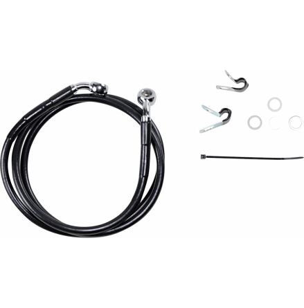 Front Brake Line Black Vinyl Coated Stainless Steel Extended 6&quot;