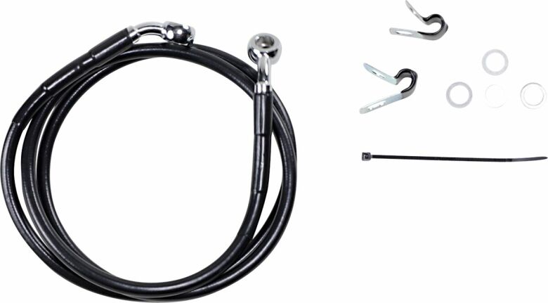 Front Brake Line Black Vinyl Coated Stainless Steel Extended 6"