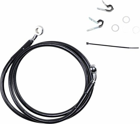 Front Brake Line Black Vinyl Coated Stainless Steel Extended 8"