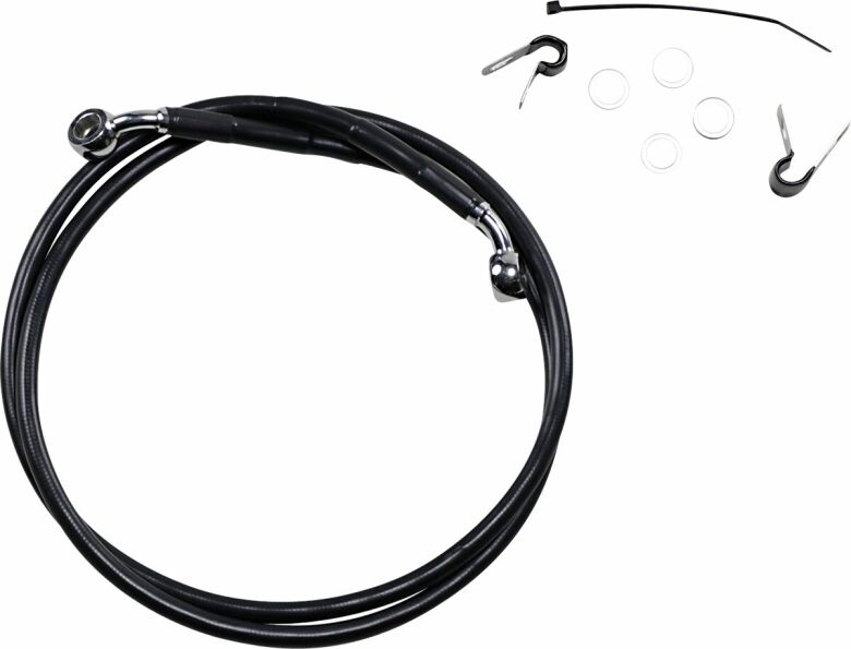 Front Brake Line Black Vinyl Coated Stainless Steel Extended 10"