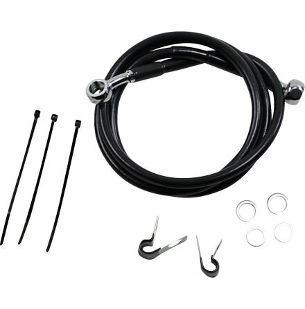 Front Brake Line Black Vinyl Coated Stainless Steel Extended 2&quot;