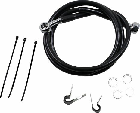 Front Brake Line Black Vinyl Coated Stainless Steel Extended 2"