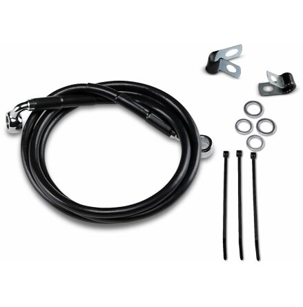 Front Brake Line Black Vinyl Coated Stainless Steel Extended 4&quot;