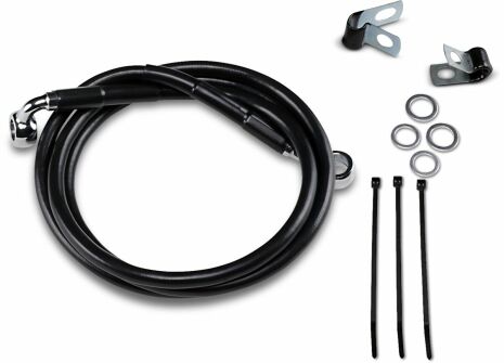 Front Brake Line Black Vinyl Coated Stainless Steel Extended 4"