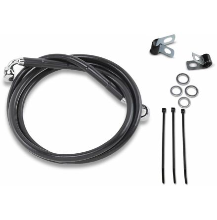 Front Brake Line Black Vinyl Coated Stainless Steel Extended 8&quot;