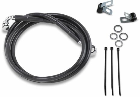 Front Brake Line Black Vinyl Coated Stainless Steel Extended 8"