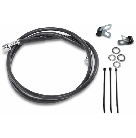 Front Brake Line Black Vinyl Coated Stainless Steel Extended 2&quot;