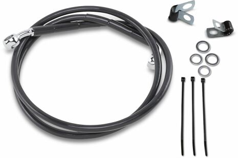 Front Brake Line Black Vinyl Coated Stainless Steel Extended 2"