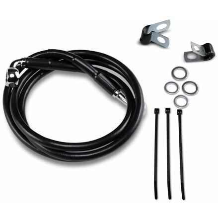 Front Brake Line Black Vinyl Coated Stainless Steel Extended 4&quot;