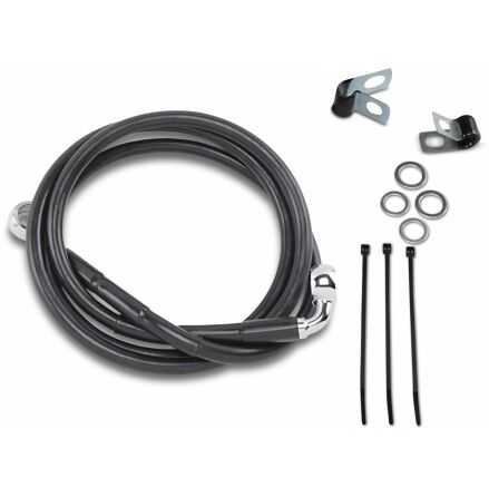 Front Brake Line Black Vinyl Coated Stainless Steel Extended 6&quot;