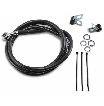 Front Brake Line Black Vinyl Coated Stainless Steel Extended 8&quot;