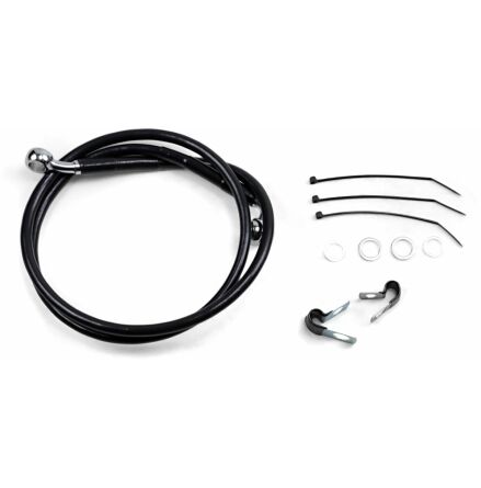 Front Brake Line Black Vinyl Coated Stainless Steel Extended 2&quot;