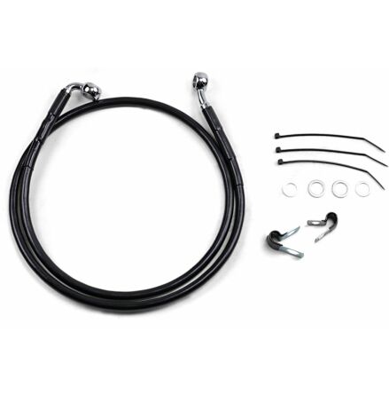 Front Brake Line Black Vinyl Coated Stainless Steel Extended 4&quot;