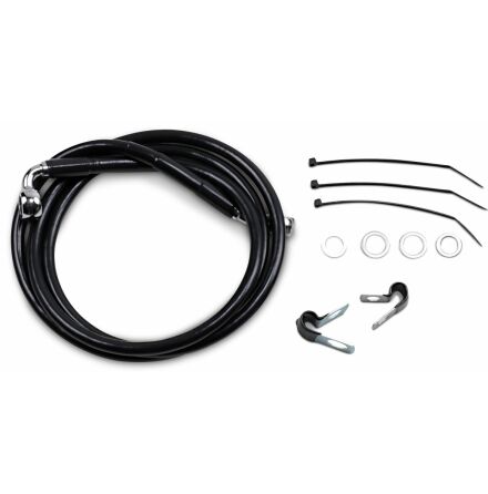 Front Brake Line Black Vinyl Coated Stainless Steel Extended 10&quot;