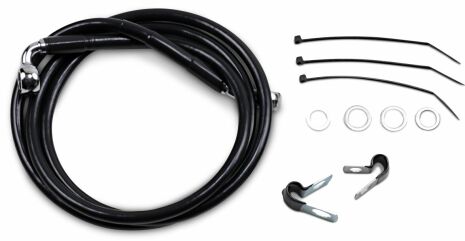 Front Brake Line Black Vinyl Coated Stainless Steel Extended 10"