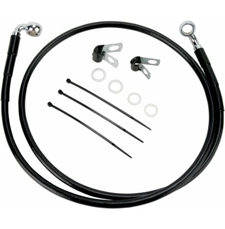 Front Brake Line Black Vinyl Coated Stainless Steel Extended 2&quot;