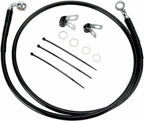 Front Brake Line Black Vinyl Coated Stainless Steel Extended 2"