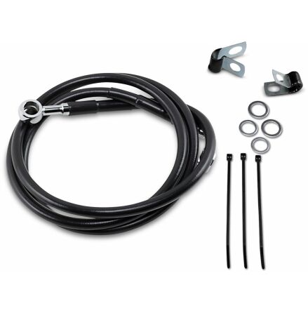 Front Brake Line Black Vinyl Coated Stainless Steel Extended 4&quot;