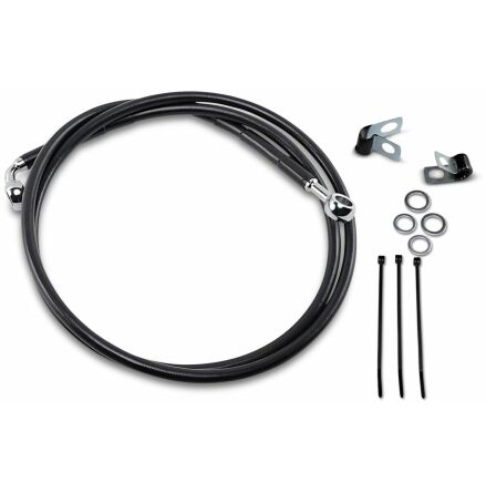 Front Brake Line Black Vinyl Coated Stainless Steel Extended 8&quot;