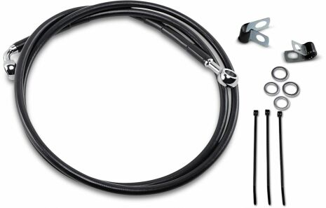 Front Brake Line Black Vinyl Coated Stainless Steel Extended 8"