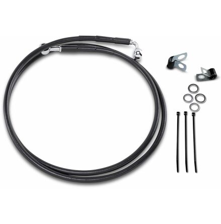 Front Brake Line Black Vinyl Coated Stainless Steel Extended 10&quot;