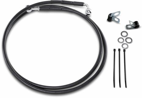 Front Brake Line Black Vinyl Coated Stainless Steel Extended 10"