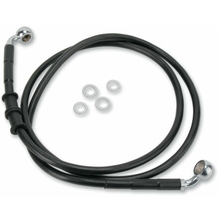 Front Brake Line Black Vinyl Coated Stainless Steel Extended 2&quot;