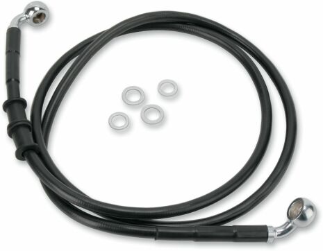 Front Brake Line Black Vinyl Coated Stainless Steel Extended 2"