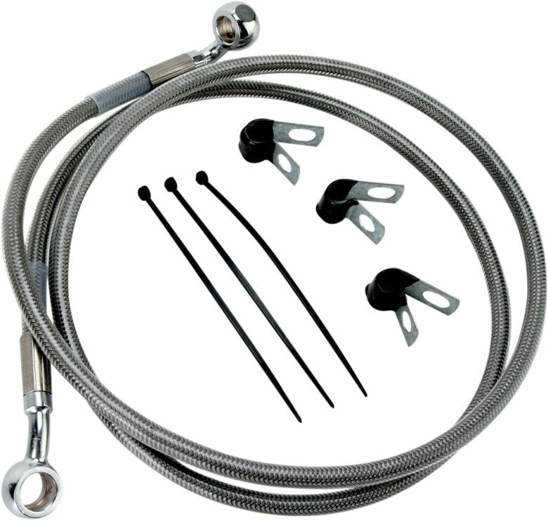 Front Brake Line Stainless Steel Extended 2"