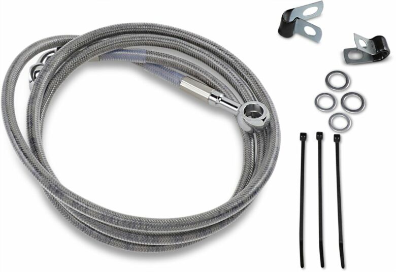 Front Brake Line Stainless Steel Extended 8"