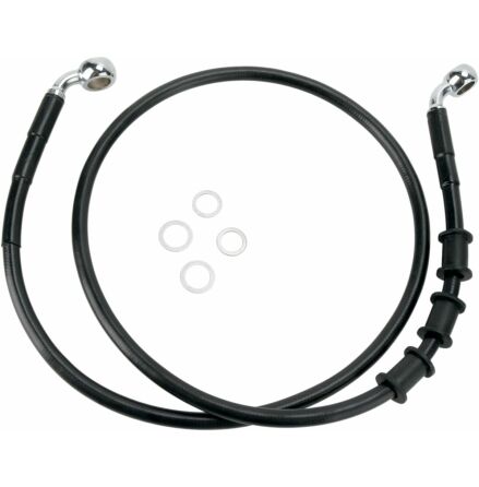 Front Brake Line Black Vinyl Coated Stainless Steel Extended 4&quot;