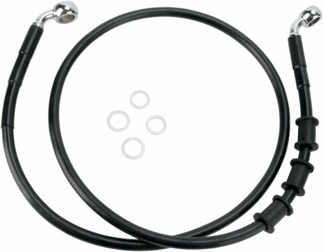 Front Brake Line Black Vinyl Coated Stainless Steel Extended 4"