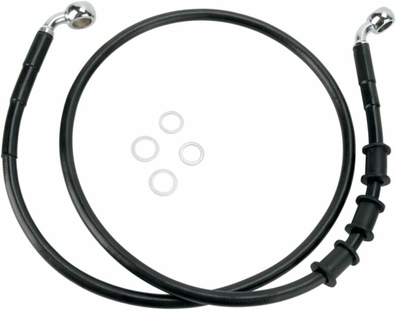 Front Brake Line Black Vinyl Coated Stainless Steel Extended 6"