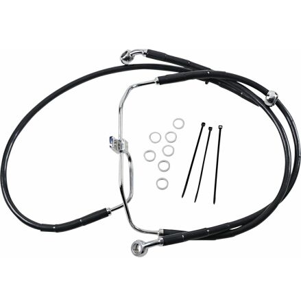 Front Brake Line Black Vinyl Coated Stainless Steel Extended 4&quot;