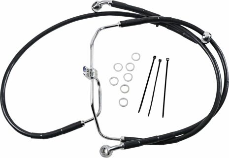 Front Brake Line Black Vinyl Coated Stainless Steel Extended 4"