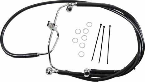 Front Brake Line Black Vinyl Coated Stainless Steel Extended 10"