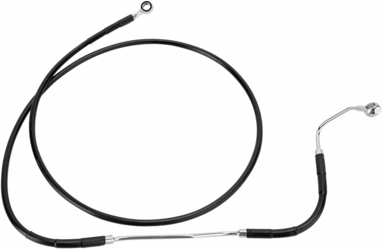 Front Upper Brake Line Black Vinyl Coated Stainless Steel Extended 6"