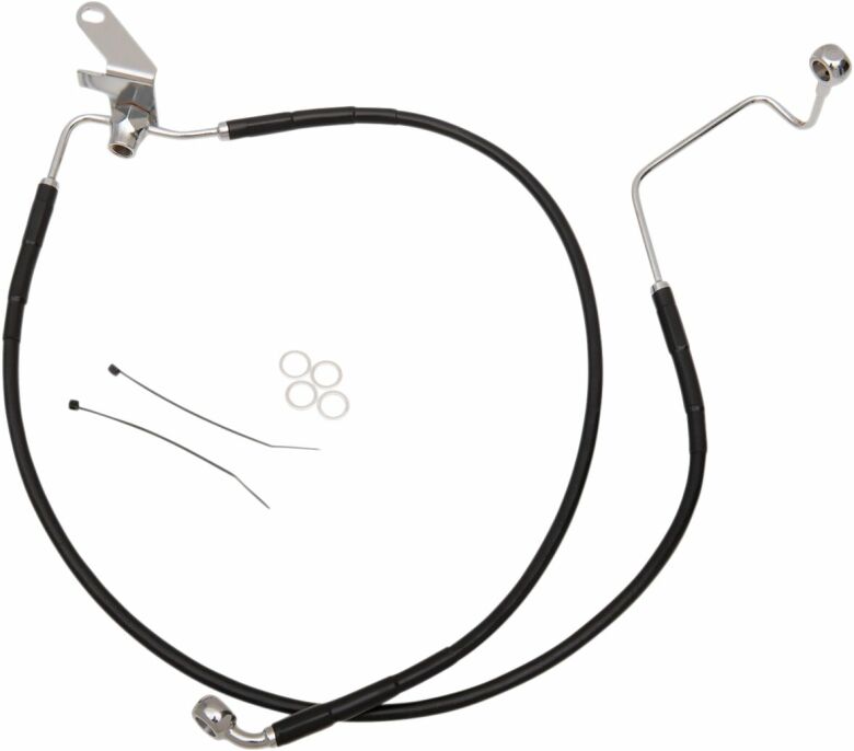 Rear Brake Line Black Vinyl Coated Stainless Steel Extended 2"