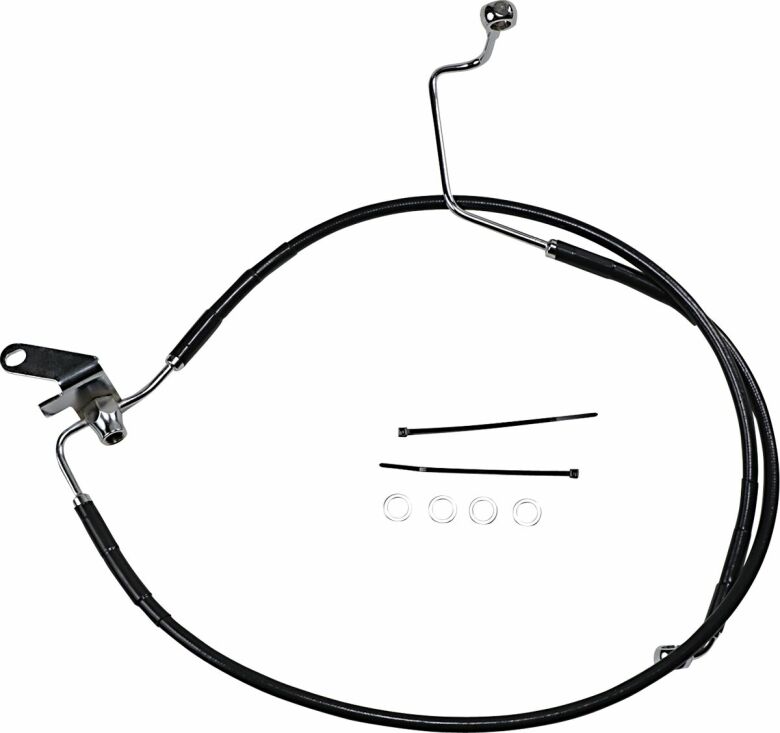 Rear Brake Line Black Vinyl Coated Stainless Steel Extended 3"