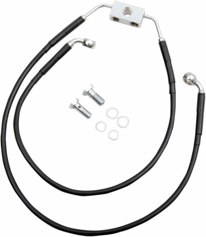 Brake Line Stainess Steel Black Coated Front/Upper/Lower Extended +8"